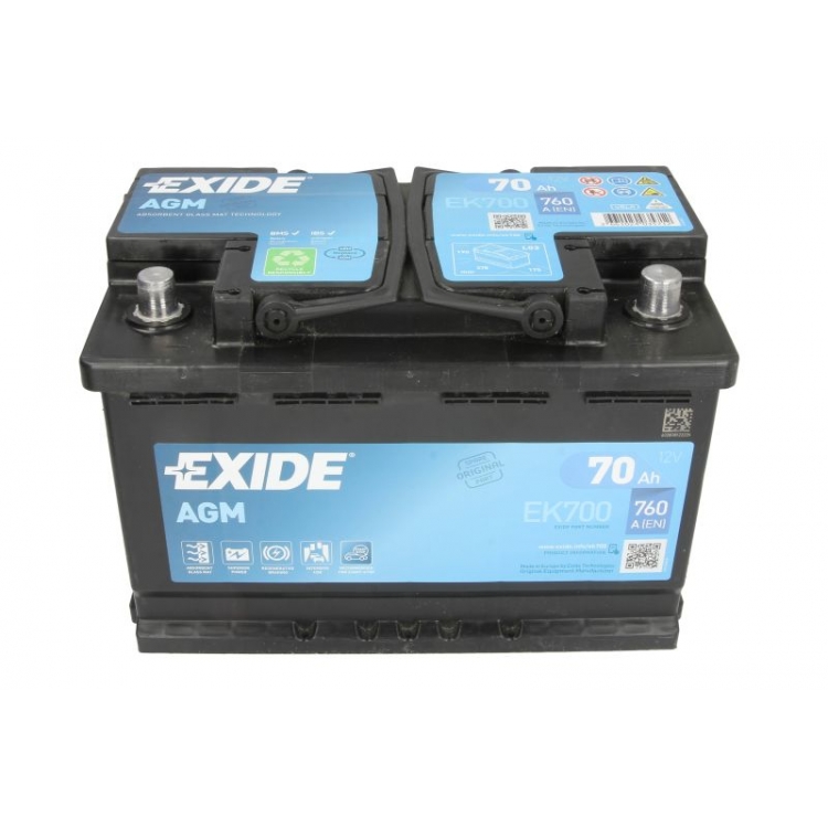 Car battery EXIDE AGM EK700 12V 70Ah/760A START&STOP AGM